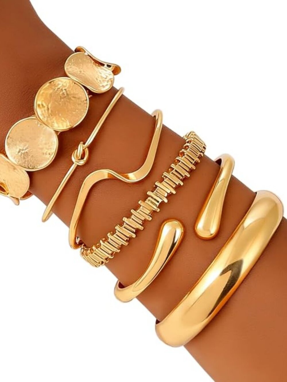 ILGANT Gold Plated Chunky Cuff Bangle Bracelet Set for Women